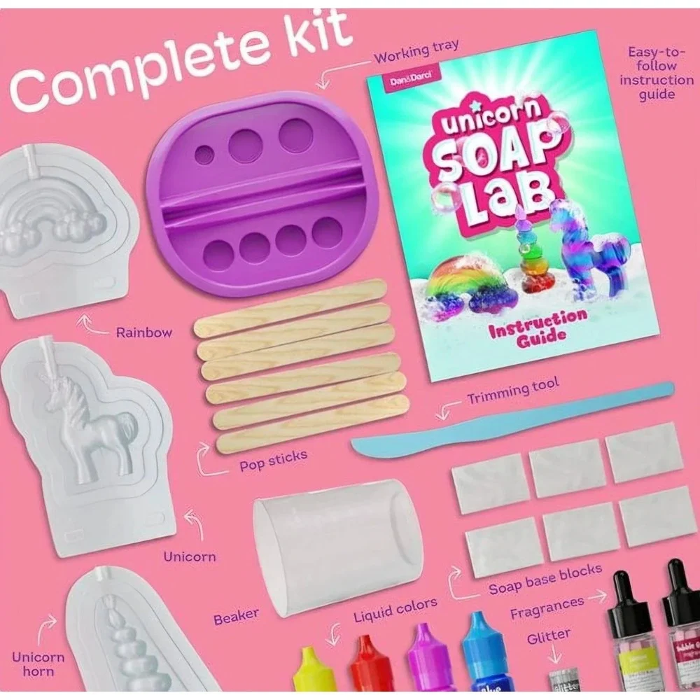 NEW Unicorn Soap Making Kit Girls Crafts DIY Project Age 6+  Kids Girl Dan&Darci